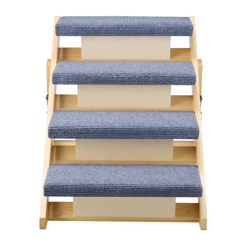 Escaliers en bois pour animaux de compagnie, escaliers pour chiens à 4 marches pour lits, canapés et voitures, capacité de charge de 150 lb, conception plate flodée, escabeau pour chat et chien stable et robuste pour petits et grands animaux de compagnie