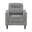 Fauteuil d'appoint moderne en chenille grise avec siège à ressorts ensachés et structure en bois massif