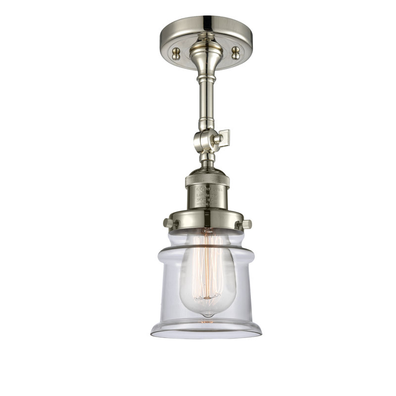 Plafonnier semi-encastré 1 lumière 6 po Alexandira, Ampoule DEL 6 watts Vinage, Nickel poli, Transparent