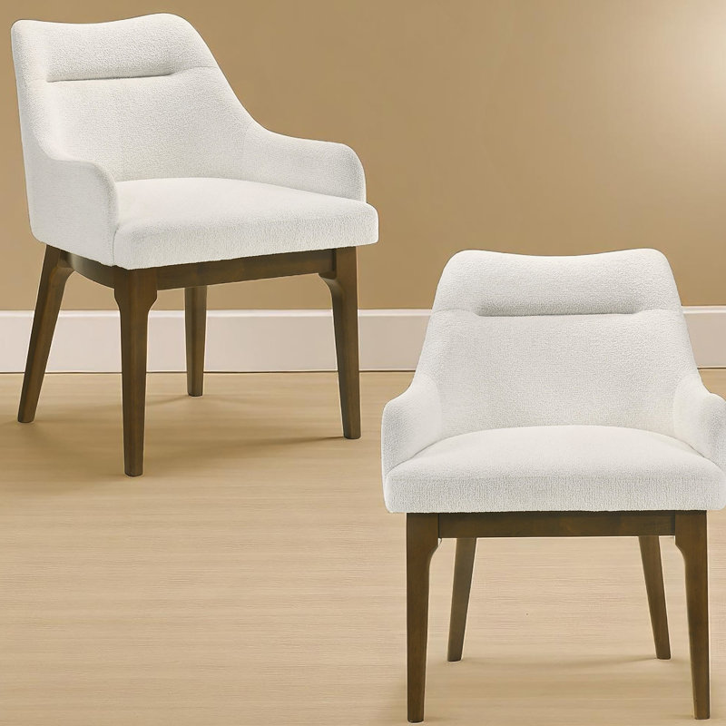 Ensemble de 2 chaises d'appoint en chenille et chêne rétro