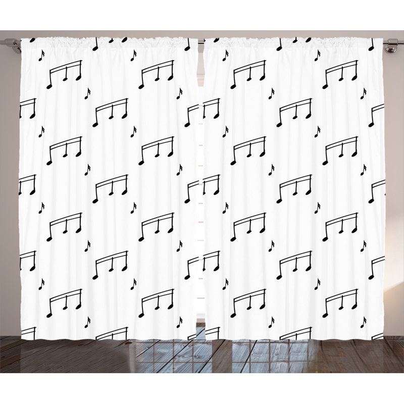 Music Semi-Sheer Rod Pocket Curtain Panels, 54" x 63"