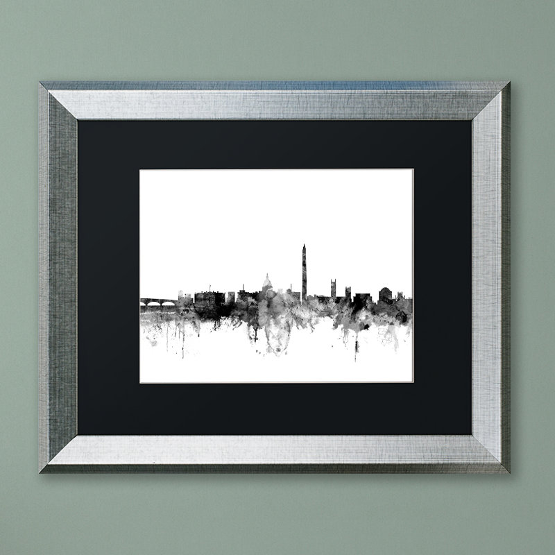 Horizon de washington dc, impression encadrée, H 16 po x l 20 po x P 0,5 po, Noir, Cadre noir