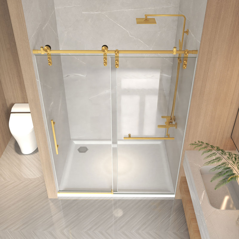 Porte de douche coulissante sans cadre Aryan 50-54 po x 76 po H, 50 à 54 po x H 76 po