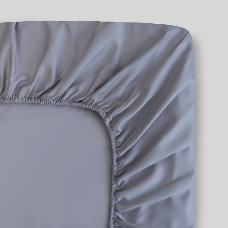 Drap-housse 100% coton 400 fils Sateen, Gris clair, Drap-housse de taille simple