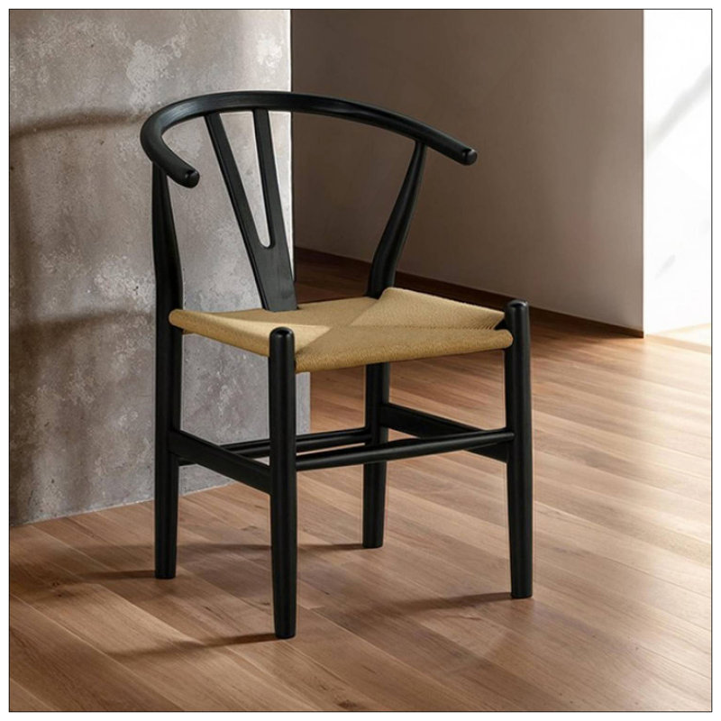 Chaise de salle à manger en bois noir 2 pièces