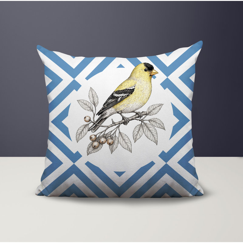 Oreiller réversible intérieur / extérieur Yellow Finch, 18 x 18, Bleu
