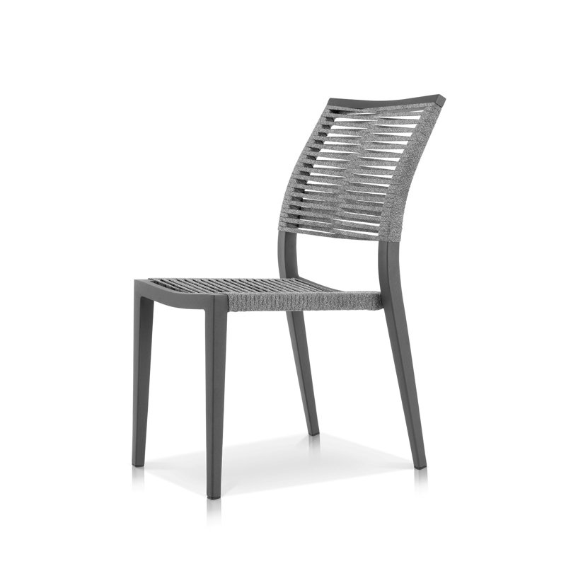 Chloe Metal Outdoor Stackable Dining Side Chair, Charcoal