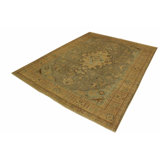 Tapis gris / brun clair en laine noué à la main 7 pi 10 po x 10 pi 7 po Ditmars
