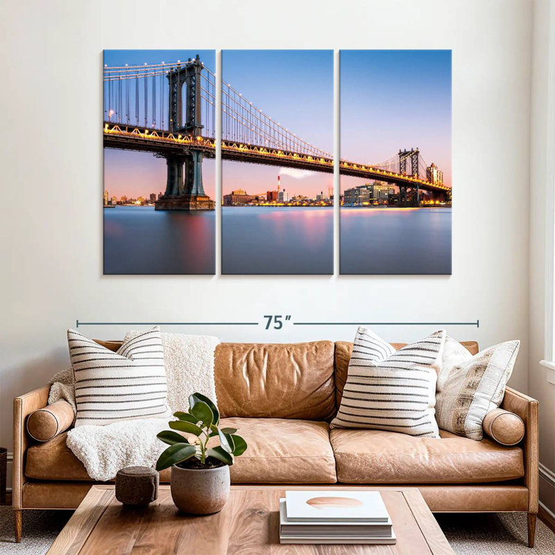 Lilie Illuminated Manhattan Bridge Photography, 42" H x 65" W