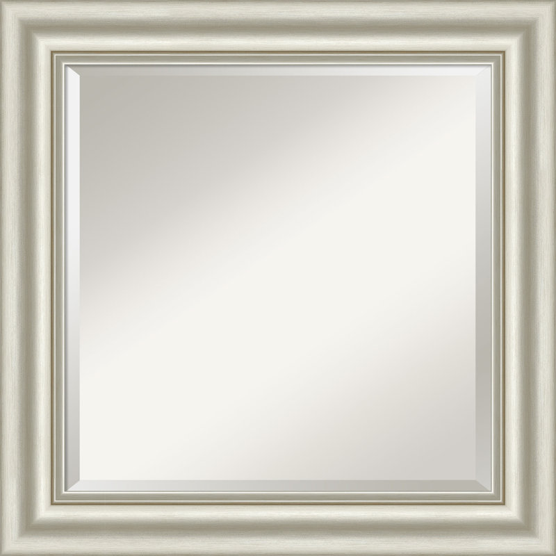 Sophia Beveled Framed Wall Mirror, Silver, 25.5" x 25.5"