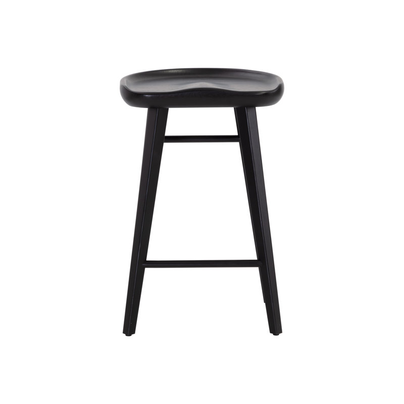 Dominic Upholstered Stool, Counter Stool (26.5" Seat Height), Black
