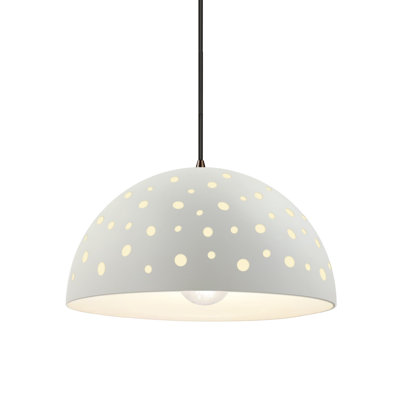 Luminaire suspendu dôme perforé 1 lumière - Bisque - Bronze foncé - Cordon noir - Ampoule remplaçable