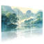 Paysage et nature montagne lac forêt brume réflexion ciel arbres eau ensemble de 3 impressions sur toile-20002636