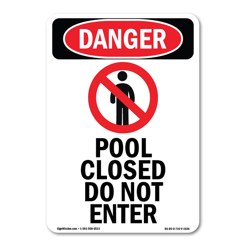Panneau de piscine fermé n'entrez pas 14 po x 10 po