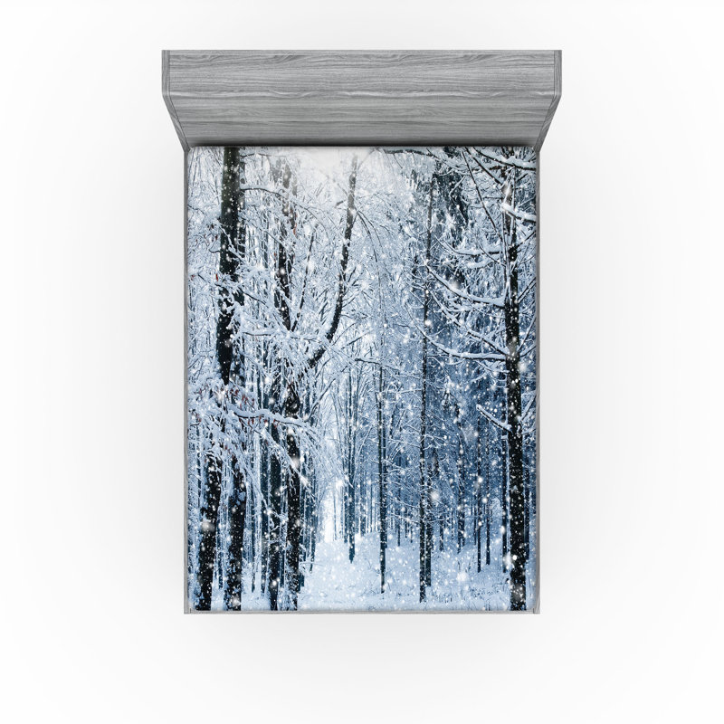 Ensemble de 2 draps-housse Ambesonne Winter, Drap-housse très grand californien