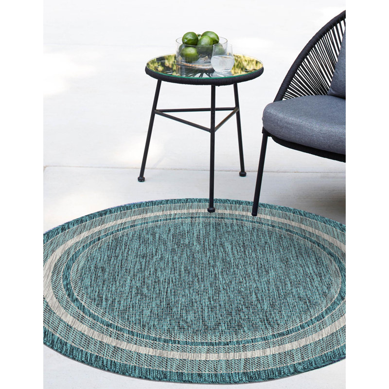 Tapis intérieur / extérieur Sevinc, Dark Teal, Rond 3 pi 3 po