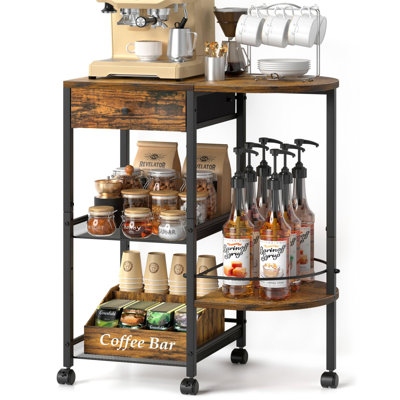 Coffee Bar Station with Wheels and Storage Drawer by Latitude Run