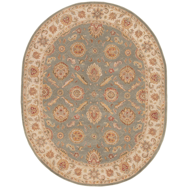 Jaipur Living Callisto Handmade Floral Green Beige Oval Area Rug, Oval 8' x 10'