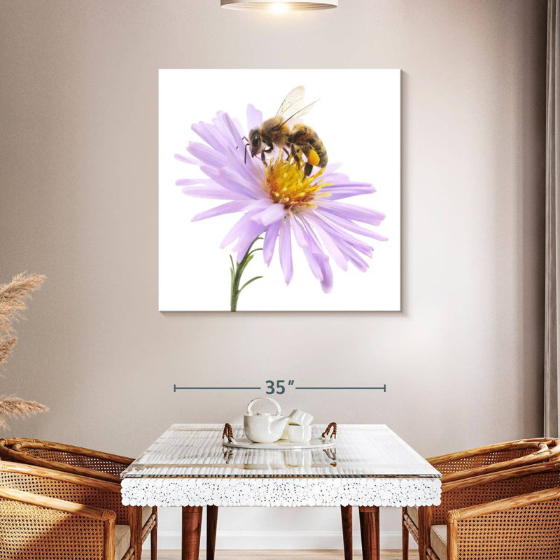 Crowle abeille sur une fleur, H 39 po x l 39 po