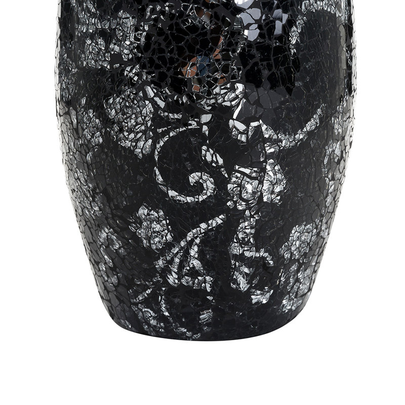 Tilley Handmade Glass Table Vase, Black Silver Rose