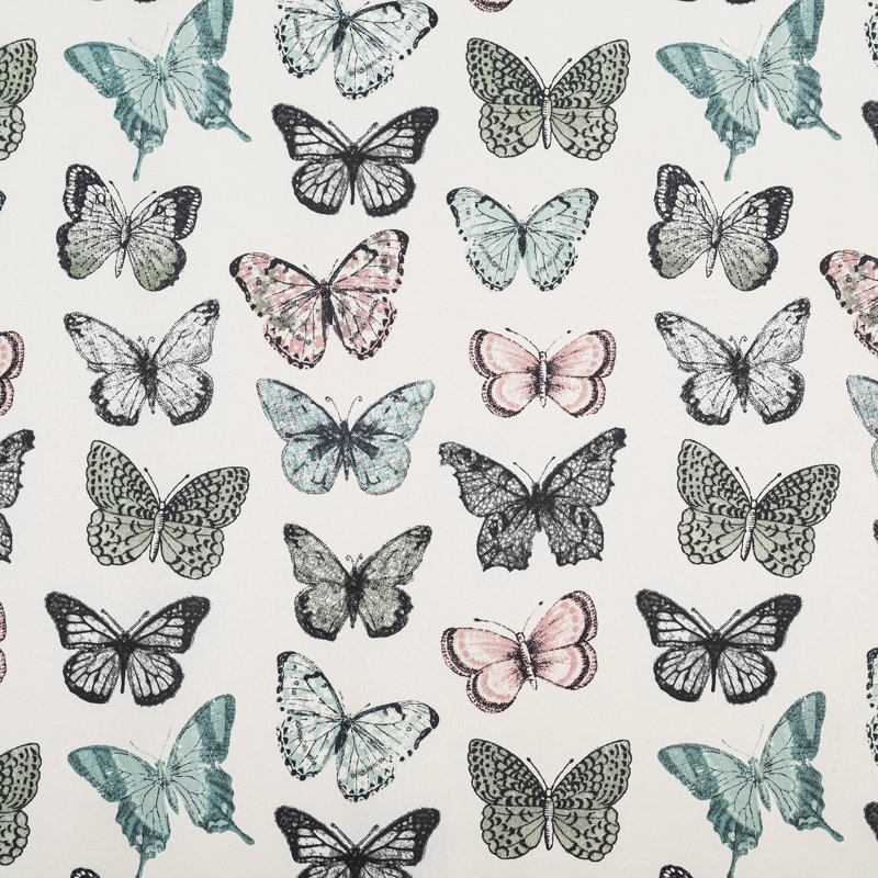 Rasa Butterfly Print Embroidered Trim Window Valance