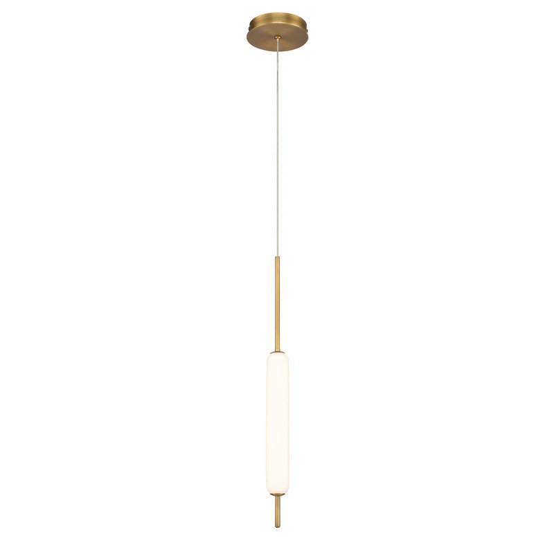 Luminaire suspendu cylindrique à 1 lumière DEL, Laiton antique