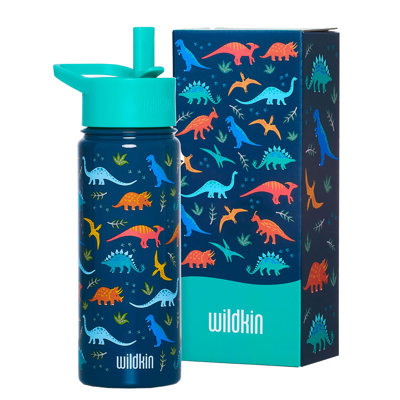 Bouteille d'eau en acier inoxydable 18 oz Wildkin - sans BPA, étanche, isolée, facile à nettoyer - Dinosaures du Jura