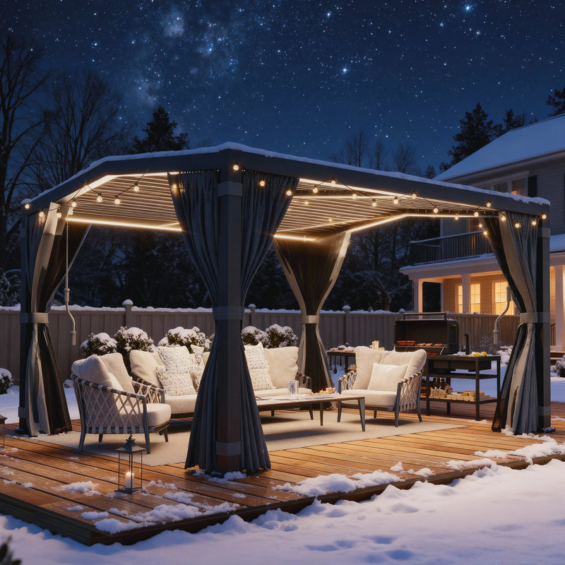 13 Ft. W x 11 Ft. D Aluminum Pergola, Black