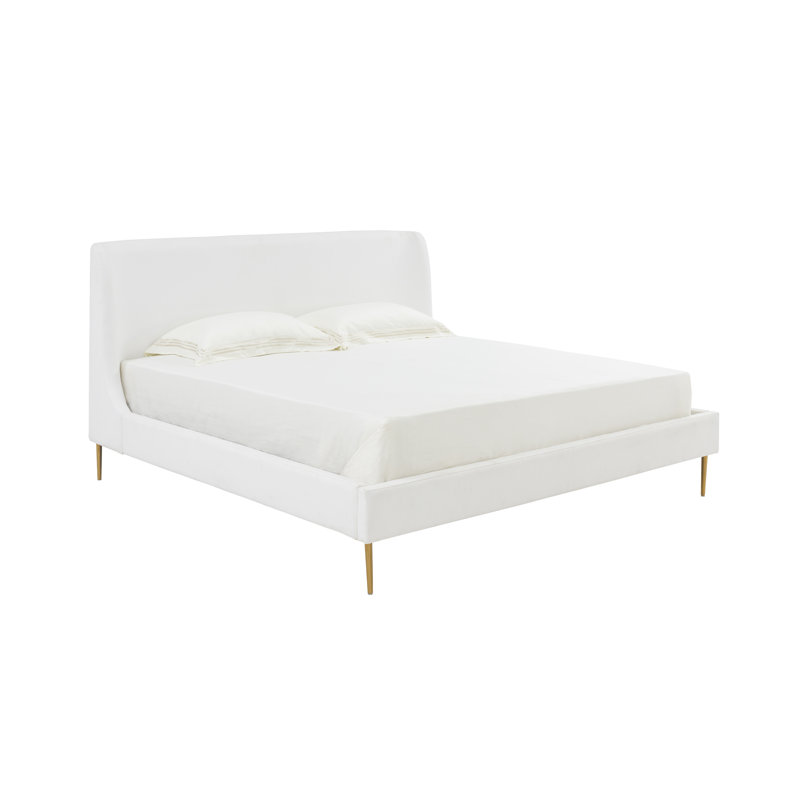 Venedy Upholstered Wingback Bed, King, White