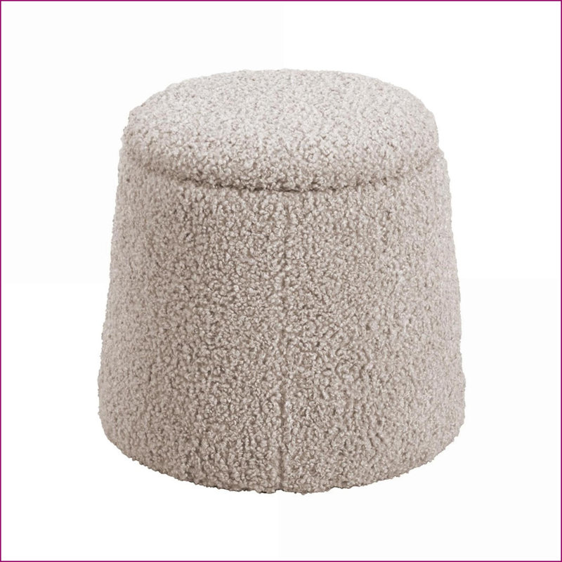 Repose-pieds avec rangement, boucle souple ronde | Repose-pieds de salon | Beige | Rembourré