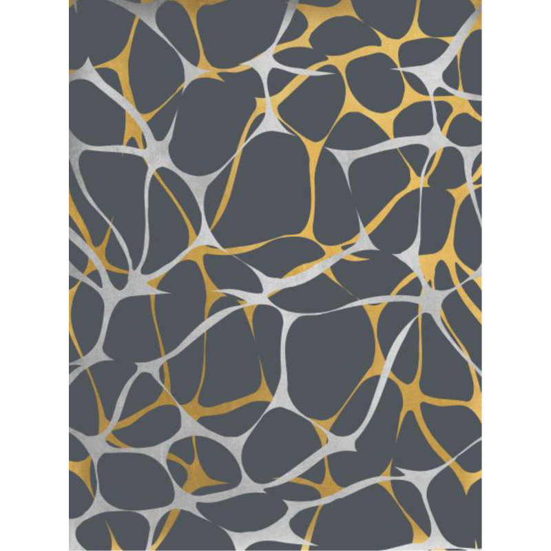 Shiny Ripples II par Sonia Noir - Impression sur toile, Or doré et argent, H 63 po x l 47 po x P 1,5 po