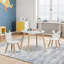 Round Kids' Table And Chair Set With Bear & Rabbit Backrests