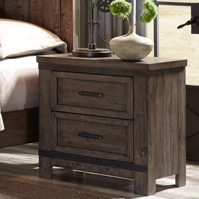 Pismo 2 Drawer Nightstand - Brown w/ Saw Cuts