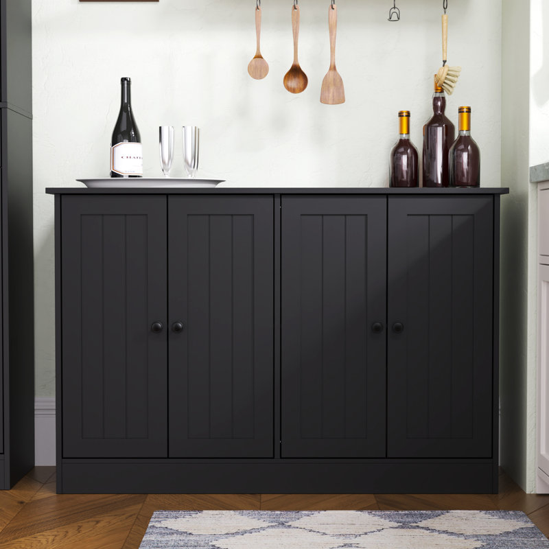 Sideboard Buffet Cabinet With Storage, 47" W Kitchen Storage Cabinet With 4 Doors, Modern Farmhouse Coffee Bar Station  Kitchen Table For Living Room Dining Room