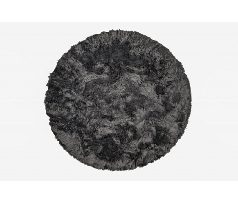 Tapis gris uni touffeté en acrylique, Rond 6 pi