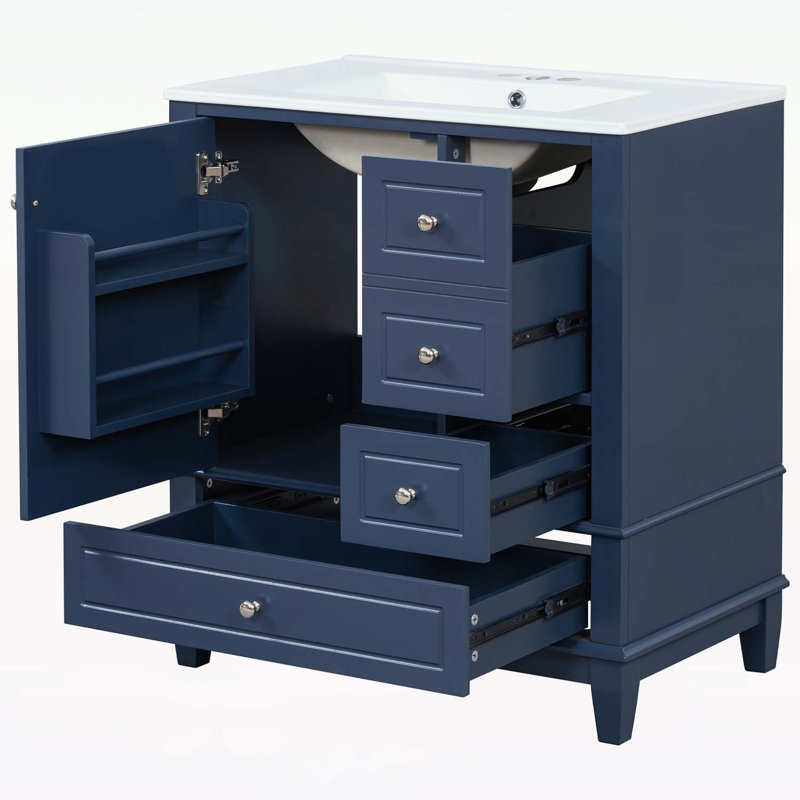 Meuble-lavabo 30 po avec lavabo, Bleu
