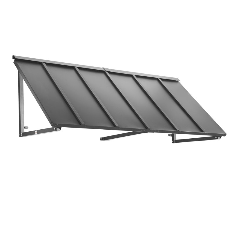 Awntech Houstonian Standing Seam Metal Fixed Awning, Pewter, 24" H x 80" W x 24" D, Aluminum