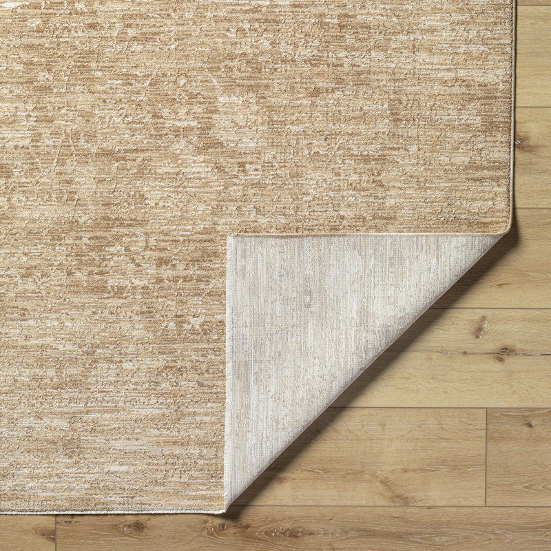Tapis beige en polyester tissé à la machine Alonzo, Tapis de couloir 2 pi 8 po x 10 pi