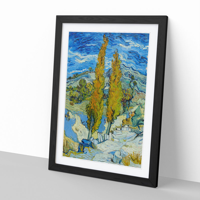 The Poplar Trees by Vincent Van Gogh - Picture Frame Painting, 36cm H x 27cm W x 2cm D, Black Framed