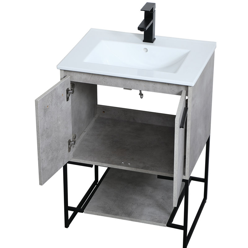 Ensemble de meuble-lavabo simple 24 po Gerard, Gris béton