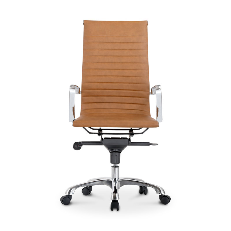 Studio Swivel Office Chair, Tan Faux Leather