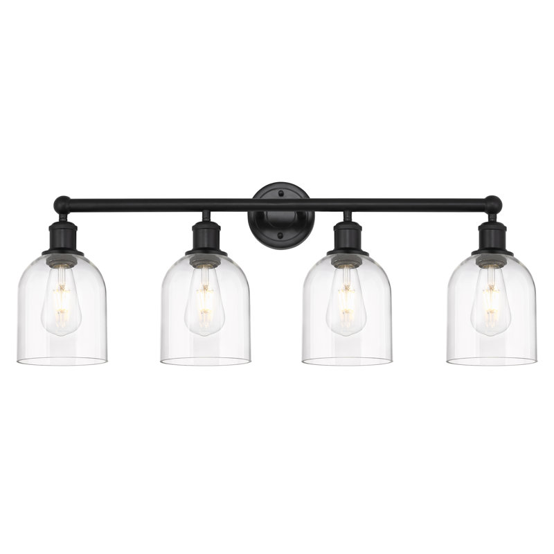 Éclairage pour salle de bain 4 lumières Bella, Noir mat, Transparent