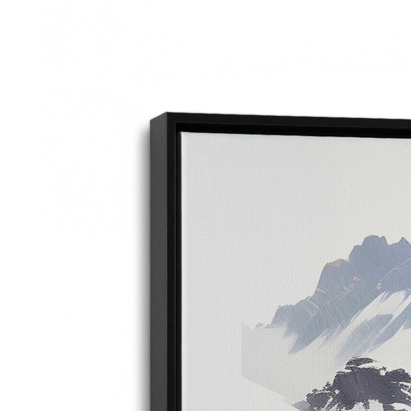 Impression sur toile Snowy Peaks at Sunrise, Cadre flottant noir satiné, H 32,75 po x l 48,75 po x P 1,75 po