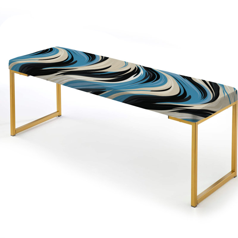 Rayures zébrées noires et bleues - Banc rembourré doré rayé