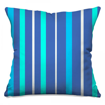 Blue Aqua Stripes Double Sided Throw Pillows
