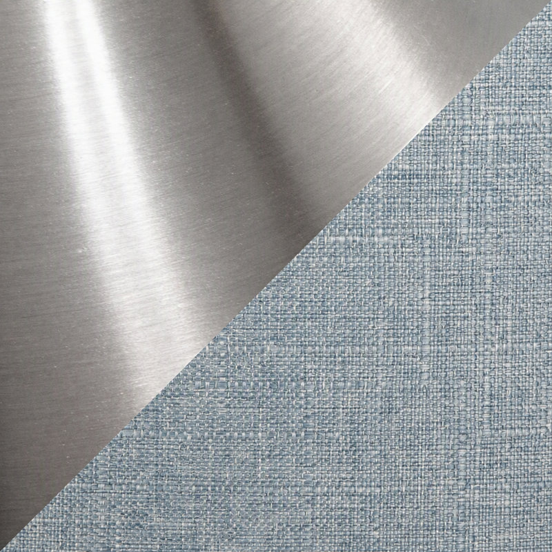 Ensemble de 2 lampes de table contemporaines en métal 27 "avec nickel brossé et abat-jour en lin bleu clair de Grandview Gallery