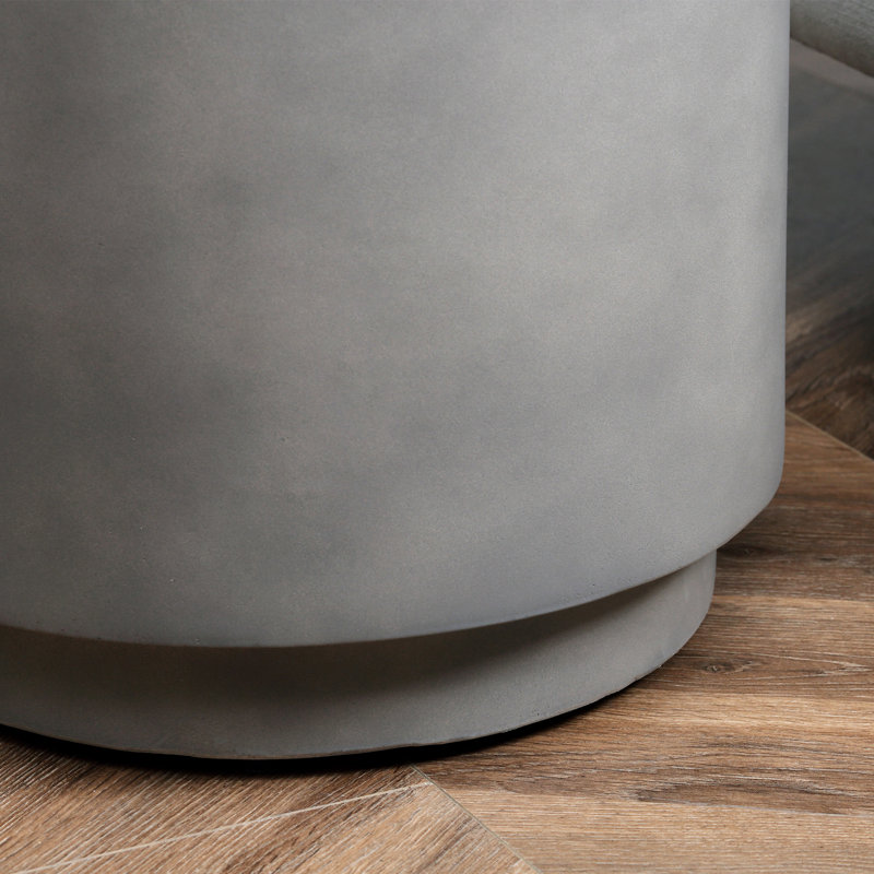 Table d'appoint ronde avec finition en béton, légère et pour l'intérieur et l'extérieur, table de finition grise