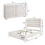  Ensemble de chambre avec grand lit 2 pièces, lit plateforme et commode 6 tiroirs Farmhouse, blanc-179207649-179207653