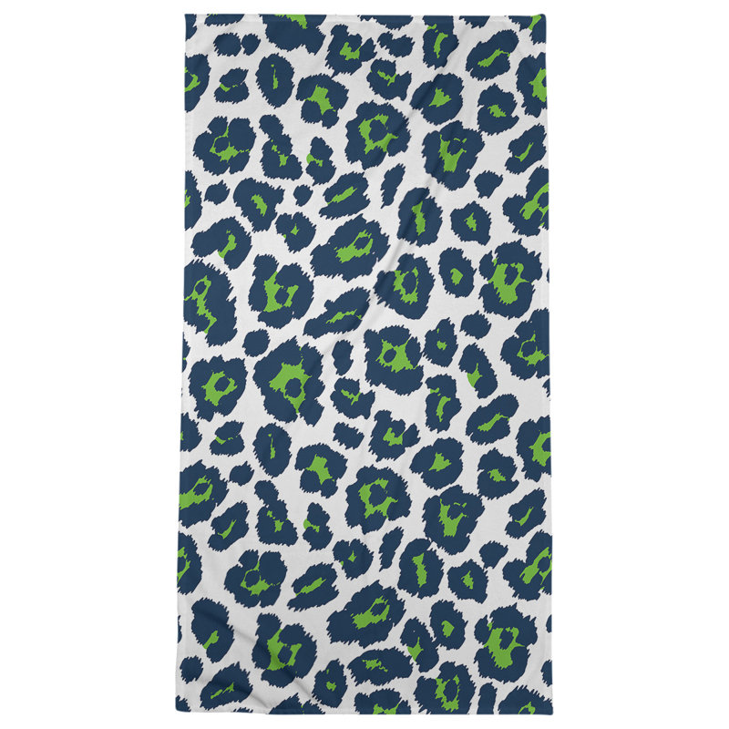 Lucida Bath Towel, Polyester/Cotton Blend, White/Action Green/College Navy