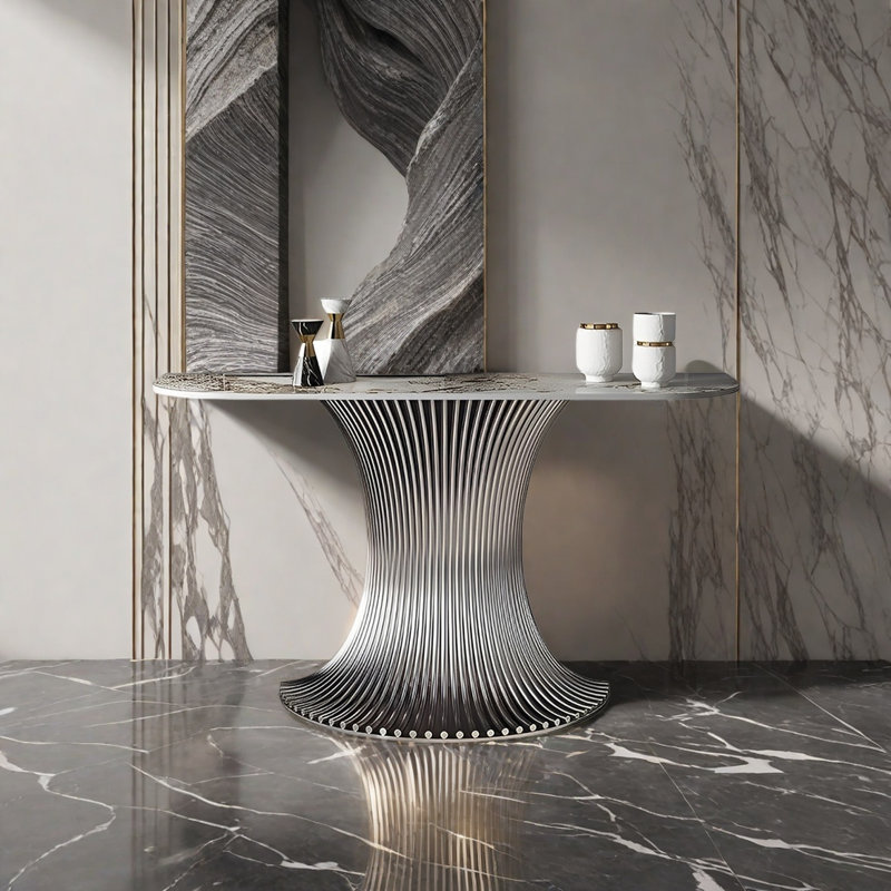 Console Modern Luxury Art, Or champagne, H 33,46 po x l 55,12 po x P 15,75 po